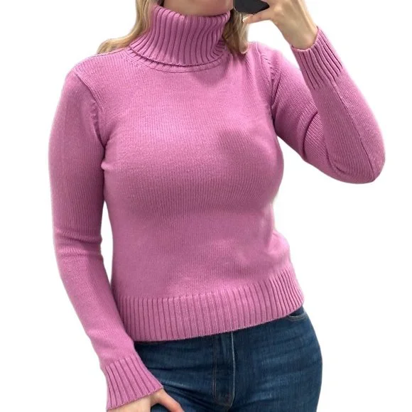 Theory Classic Wool Long Sleeve Turtleneck Sweater in Pink Women’s Size S - Picture 3 of 15